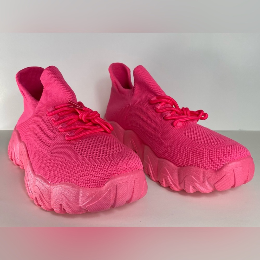 Women’s Pink Fashionable Lace Up Platform Sneakers size 10 - Picture 2 of 10